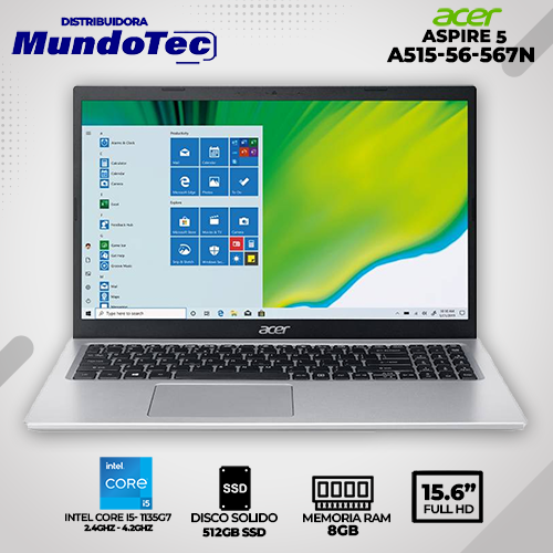 NB ACER ASP 5 A515-56-567N I5-1135G7 8 GB 512 SD 15.6 FHD W10 3CEL PURE_SILVER